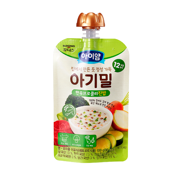 [아이얌] 아기밀 한우 브로콜리 진밥 1파우치