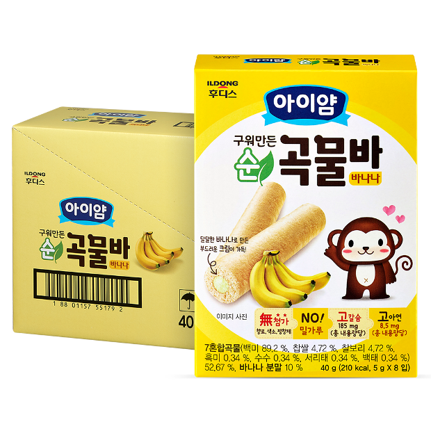 [아이얌] 구워만든 순곡물바 바나나 40g×6개 / 1box